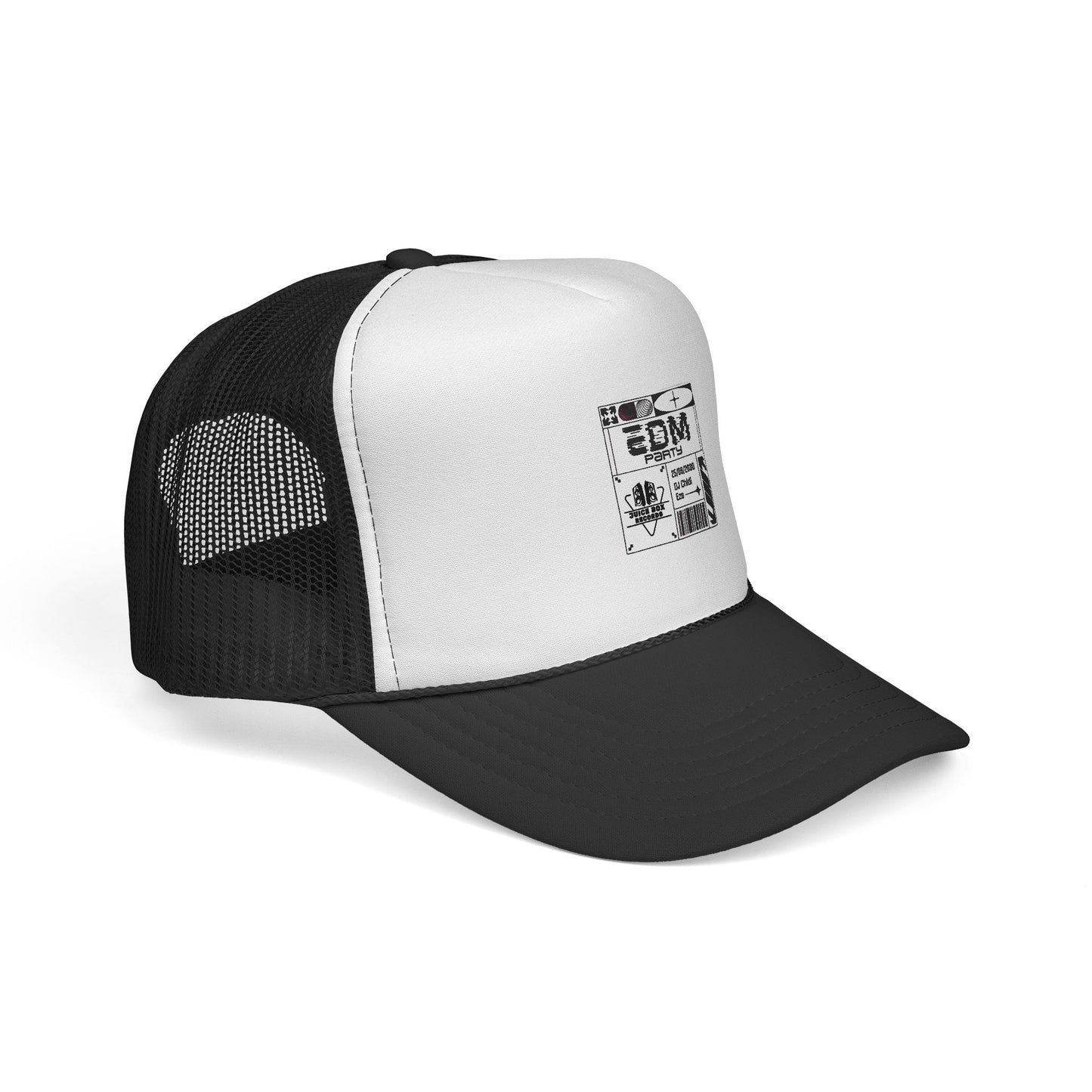 Red Trucker Hat with Retro Comic Patch Design